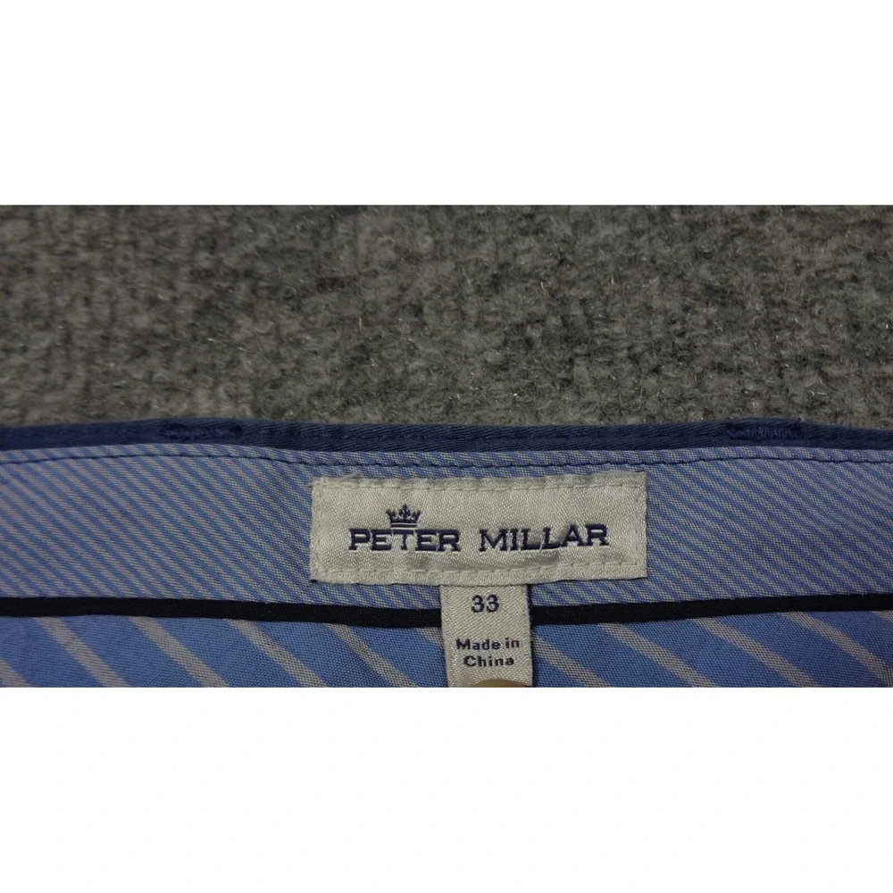 Peter Millar Pants Adult 33x28 Blue Signature Sateen Five Pocket Chino Mens